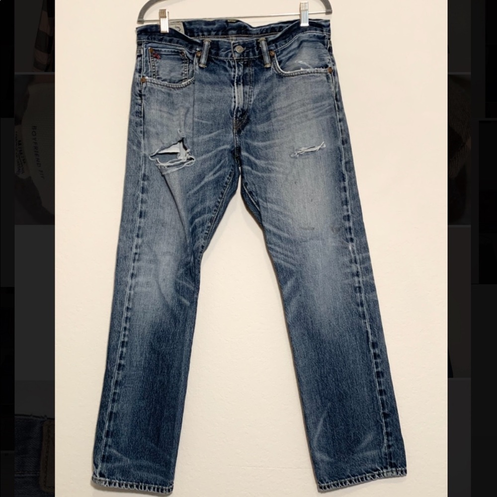 Polo Ralph Lauren distresses blue jeans